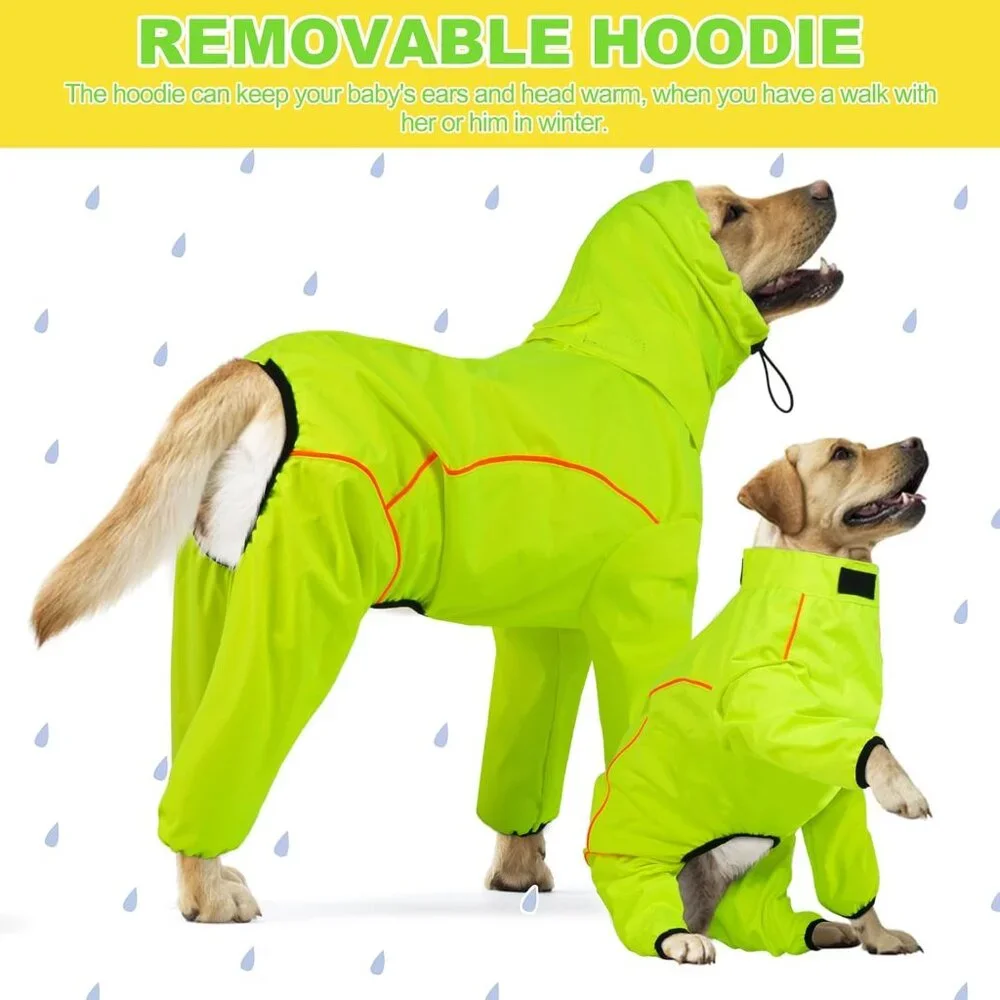 Dog Raincoat, Waterproof Dog Rain Jacket with Removable Hood Size: S